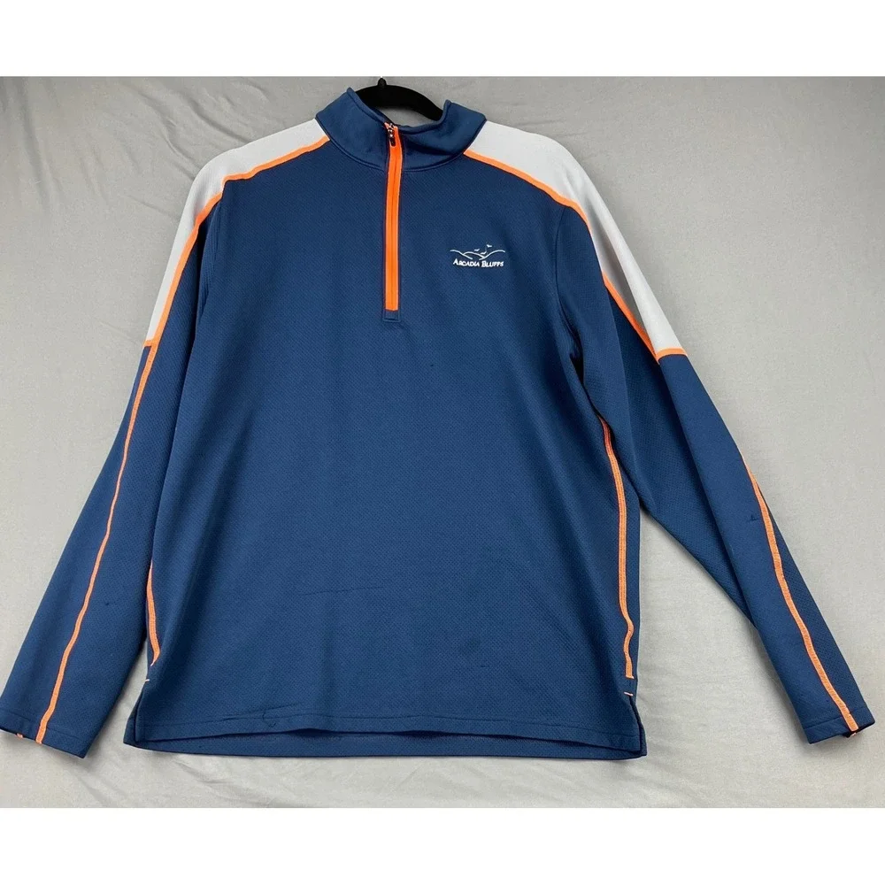 Under Armour Pullover Men Large Blue Fair Arcadia Bluffs Golf 1/4 Zip Loose Fit